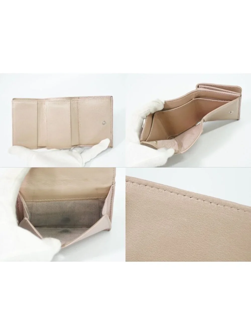 Chanel Camellia CC Logo Trifold Folded Wallet Compact Leather Pink